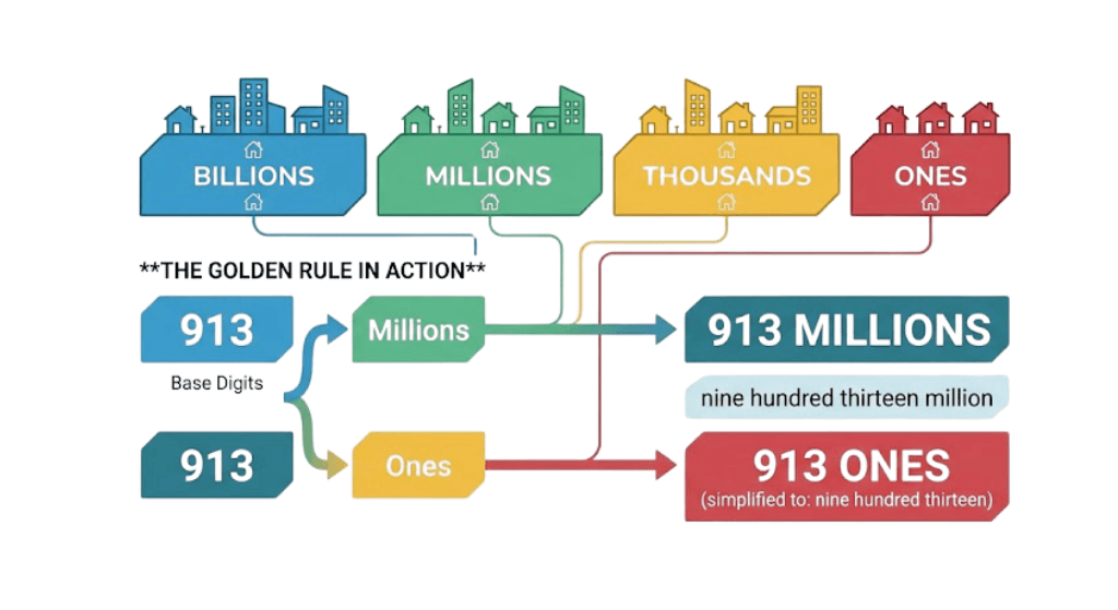 Large number showing the period that has digits 913 in the millions