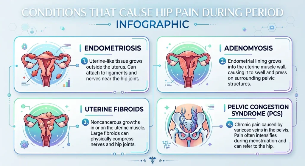 conditions that cause hip pain during period